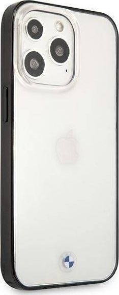 Kapak telefoni BMW Signature Collection për iPhone 13 Pro Max, shpinë transparente, kornizë e zezë