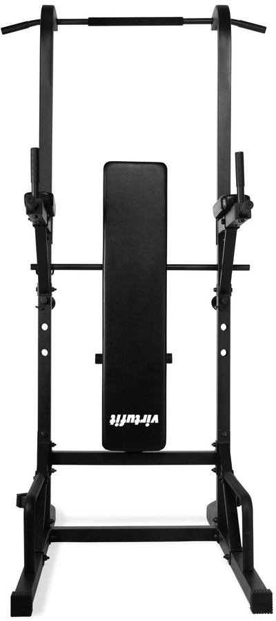 Kullë force me stol fitness VirtuFit Deluxe Strength Tower, multifunksionale, për stërvitje në shpi, e zezë