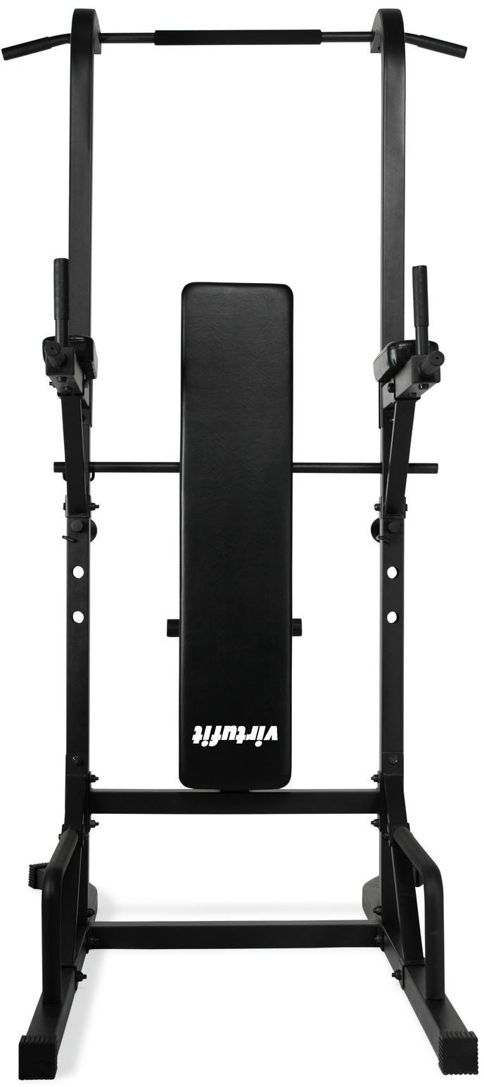 Kullë force me stol fitness VirtuFit Deluxe Strength Tower, multifunksionale, për stërvitje në shtëpi, e zezë