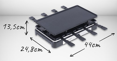 Grill elektrik Adler AD 6616 Raclette 4 në 1, 1400W, për 8 persona, i zi