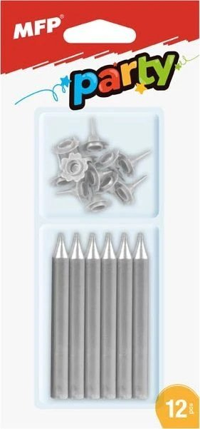 Qirinj për torte MFP, 7.8cm, set 12 copë, ngjyrë argjendi