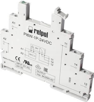Bazë releu Relpol PI6W-1P-24VDC, 1P, 24V DC, gri