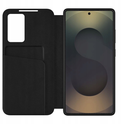 Këllëf-portofol Tech-Protect Smart Wallet për Galaxy S25, me kapak me dritare, ngjyrë e zezë mat