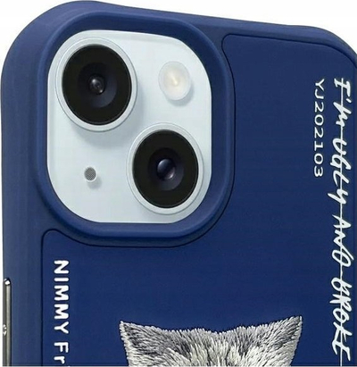 Këllëf telefoni Audi Nimmy Case për iPhone 15 6.1", me figurë Glasses Cool Cat, blu