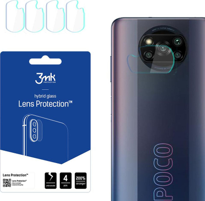 Mbrojtëse xhami për kameren 3MK për Xiaomi Poco X3 Pro, set me 4 copa, transparente