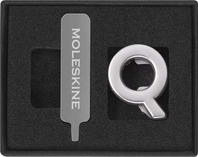 Pin metalik Moleskine Letter Q, për fletore dhe planifikues, argjend
