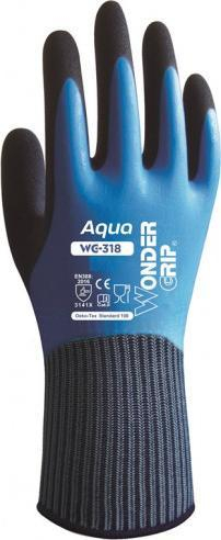 Работни ракавици Wonder Grip WG-318 Aqua, целосен латекс, големина 11 XXL, сина
