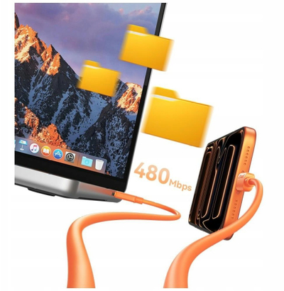 Kabllo USB Usams U98, USB në USB-C, 3A, silikon, portokalli