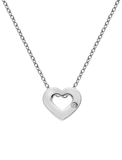 Hot Diamonds Amulets Open Hearts Ѓердан од Стерлинг Сребро со Дијамантски Акцент