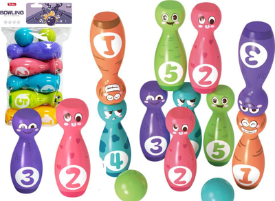 Set bowling për fëmijë Smiley Balls, 10 pjesë, shumëngjyrësh