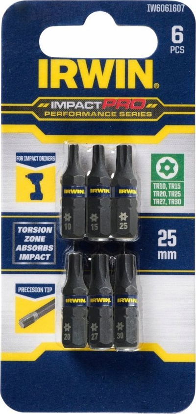 Set bitash Torx IRWIN Impact Pro, 25mm, 6 copë, i zi