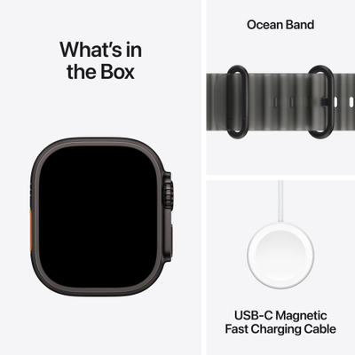 Apple Watch Ultra 4 Cellular 49mm Black Titanium Case with Translucent Black Ocean Band