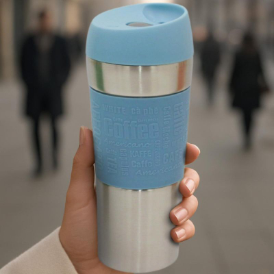 Gotë termike Excellent Houseware Tourist Thermal Mug, 350 ml, inoks, blu