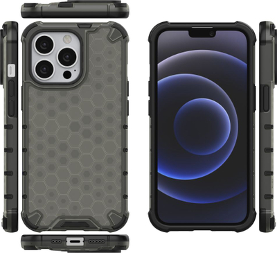 Mbrojtëse telefoni Hurtel Honeycomb për iPhone 13 Pro, kornizë xhel TPU, e zezë