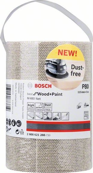 Rrip letre bosh M480 Net Bosch, 115mm x 5m, grurë 80