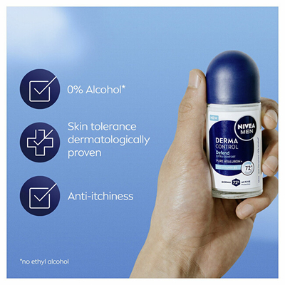 Antiperspirant roll-on për meshkuj Nivea Men Derma Control Defend, 50 ml