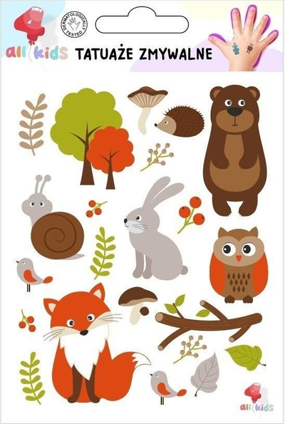 Tatuazhe që lahen për kalamaj Forest Animals, të provume te dermatologu, për lëkurë të hollë
