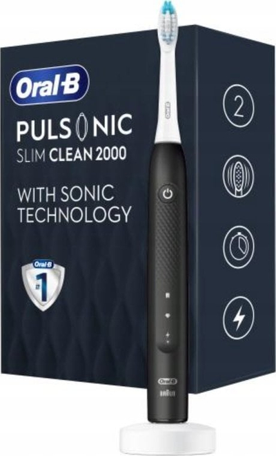 Furçë dhëmbësh elektrike Oral-B Pulsonic Slim Clean 2000, sonike, 2 mënyra larje, e zezë