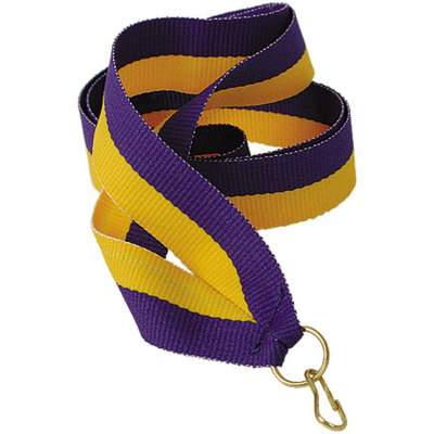 Shirit medaljeje Victoria Sport Ribbon 22mm, kapëse metalike, verdhë blu
