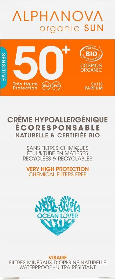 Krem kundër diellit Alphanova Sun SPF50, 50 g, për lëkurë të ndjeshme