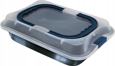 Tepsi pjekjeje BerlingerHaus Aquamarine Metallic Line, sipërfaqe titani, kapak plastik, blu e gjelbër