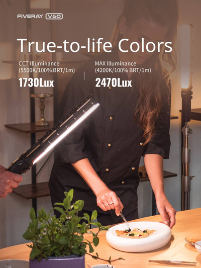 Dritë tub LED Zhiyun Fiveray V60 Combo, 100W, temperaturë ngjyre e rregullueshme, e zezë