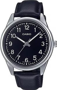 Orë dore Casio Collection MTP-V005L-1B4UDF, për meshkuj, analoge, me rrip lëkure, e zezë