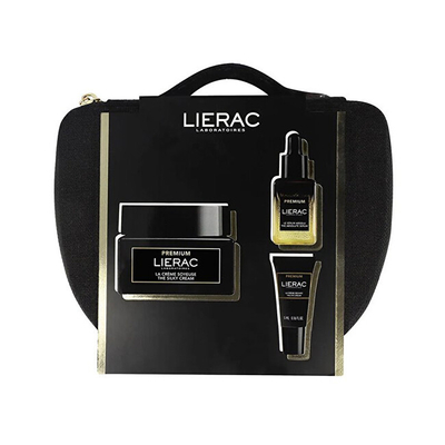 Set Lierac Premium Silky Krem fytyre 50 ml + Serum 13 ml + Krem për sy 5 ml + Çantë kozmetike