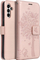 Kapak libri OEM Mezzo për Samsung Galaxy A54 5G, me xham mbrojtës, golden pink me pemë