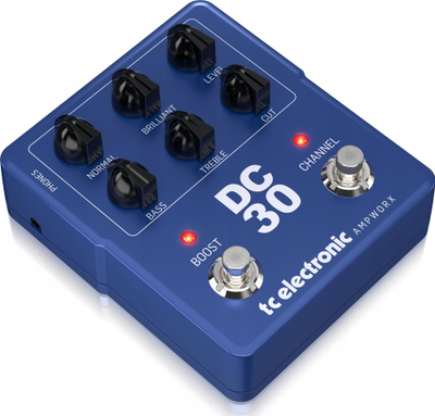 Pedal preamp kitarre TC Electronic DC30, dy kanale, boost, blu