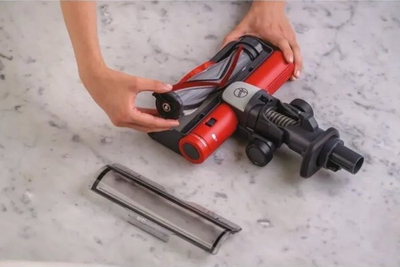 Fshesë me korrent vertikale Hoover HF910H 011, pa kabllo, 2 në 1, gri me t’kuqe