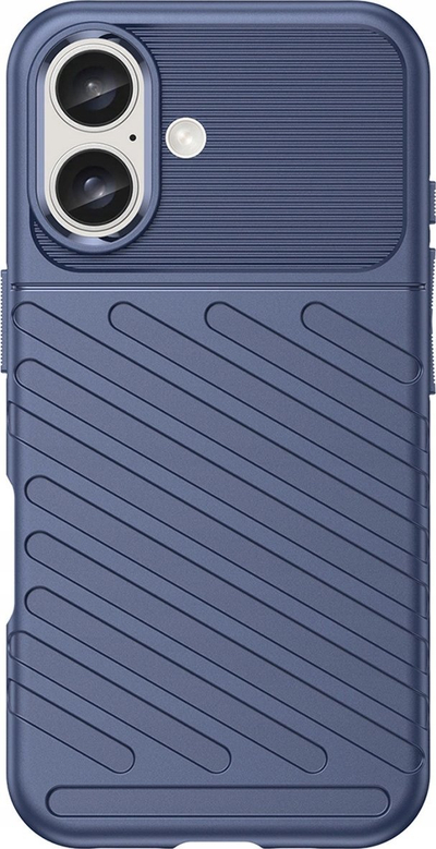 Mbështjellëse silikoni Thunder Case për iPhone 16, antirrëshqitëse, blu