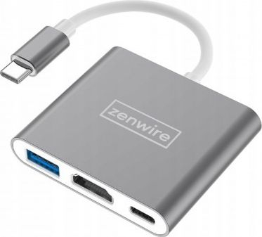 Adapter USB C Zenwire 3n1 MHL Hub, HDMI 4K, USB 3.0, gri