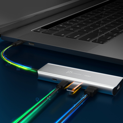 Hub USB J5create JCD401, USB4, Dual 4K, ngjyrë argjendtë