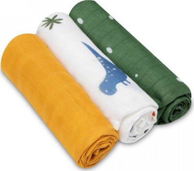Set pelena muslini Bamboo, 3 copë, bambus 100% pambuk, 70x70cm, dizajn Dino