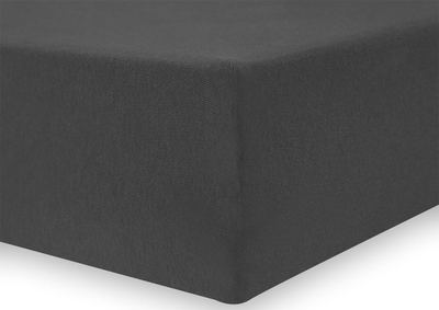 Çarçaf shtrati me lastik DecoKing Nephrite Jersey, 180-200x200x30 cm, pambuk, ngjyrë grafit anthracite