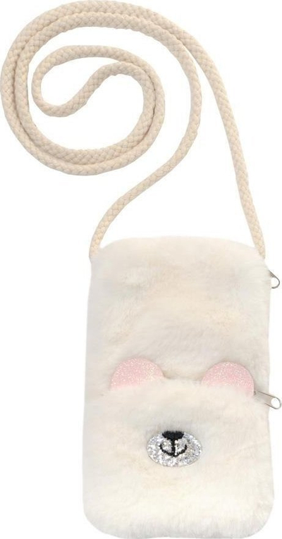 Çantë telefoni Bear Bag, me zinxhir, xhep mënjanë, ngjyrë krem