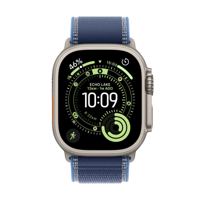 Apple Watch Ultra 3 Cellular 49mm Natural Titanium Case with Blue/Bright Blue Trail Loop, M/L