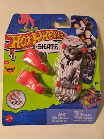 Lodër fingerboard Hot Wheels Skeletos Skate Singles, me këpucë plastike, për kalamoj 5+, shumëngjyrëshe