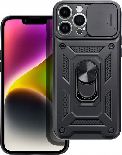 Mbulesë telefoni OEM Slide Armor për Samsung Galaxy A35 5G, me kapak kamere, me unazë qëndrimi, e zezë