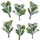 Set dekorimi Whitened Holly Leaves, 7cm, 6 copë, jeshile e zbardhur