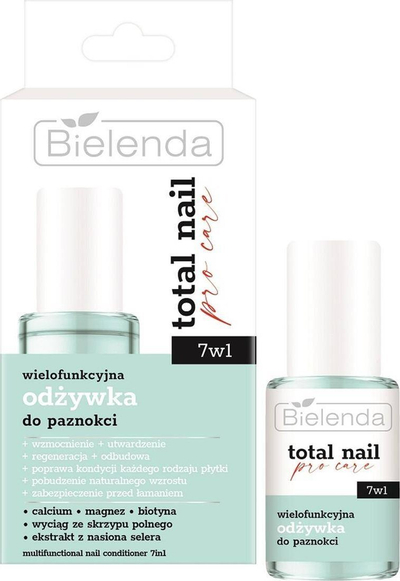Lyerës thonjsh Bielenda Total Nail Pro Care, balsam multifunksional 7 në 1, 10 ml, transparent