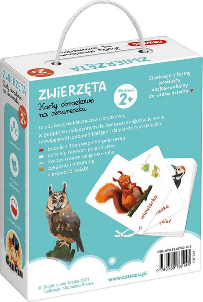 Set edukativ lojë me letra Picture Cards on a String Animals, për kalamaj 2+, shumëngjyrësh