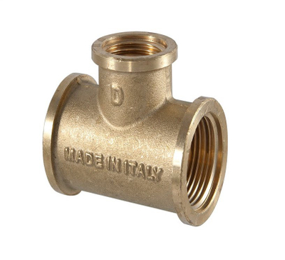 Lidhës trishak TDM Brass 206, fileto të brendshme 3/4" x 1/2" x 3/4", prej bronzi