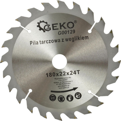 Диск за сечење дрво Geko, 180 mm, 24 заби, отвор 22 mm