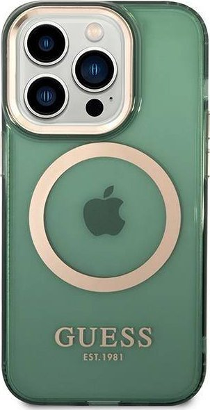 Këllëf telefoni Guess MagSafe, për iPhone 14 Pro, TPU, transparent jeshil