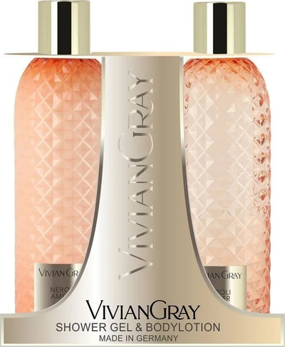 Set trupi Vivian Gray Gemma Neroli &amp; Ambra, xhel dushi 300ml, locion trupi 300ml