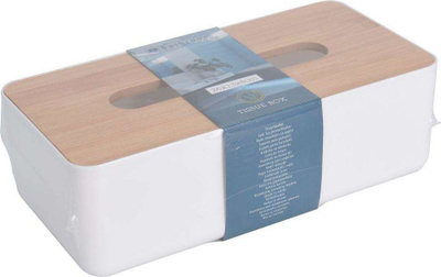 Kuti shami letre Bathroom Solutions, plastike, kapak bambuje, e bardhë