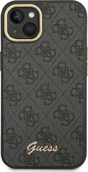 Futrollë telefoni Guess 4G Vintage Gold Logo për iPhone 14 Plus 6.7", e zezë