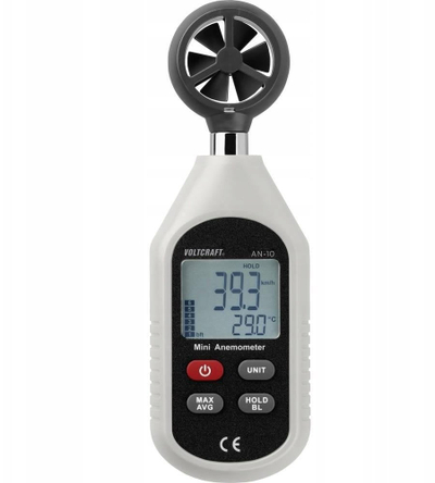 Anemometër Voltcraft AN-10, 0.3 deri 30 m/s, ekran digjital, gri